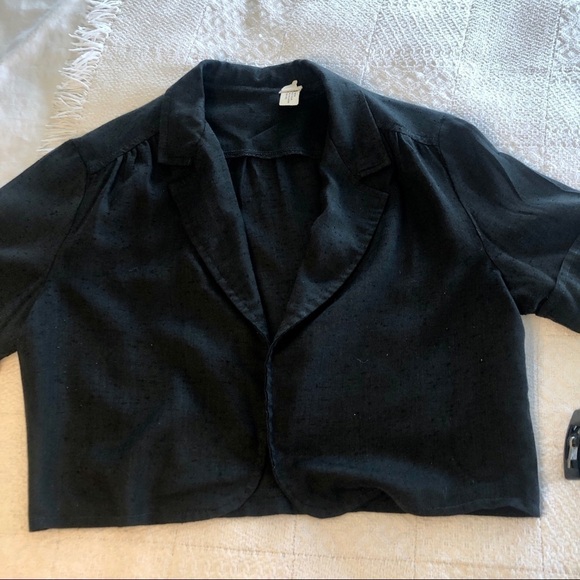 Vintage 70s Dress Yellow with Black Cropped Jacket and Skinny Belt size Medium - Picture 16 of 16